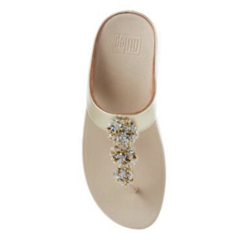 FitFlop Womens Wedge Sandal Metallic Beaded GALAXY Slip on toe post Size‎ 10!!!